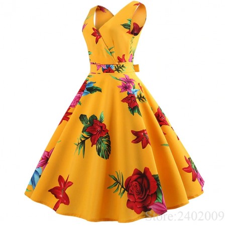 Summer Women Dress Elegant Vintage Floral 1 JN